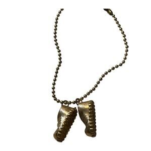 Vintage Gold Tone Shoe Charm on Keychain 3D handcrafted Baby Shoe Bag Charm